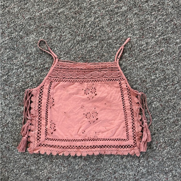 Free People Garden Party Cami Size Small Women Eyelet Blush Lace Camisole - Picture 6 of 10